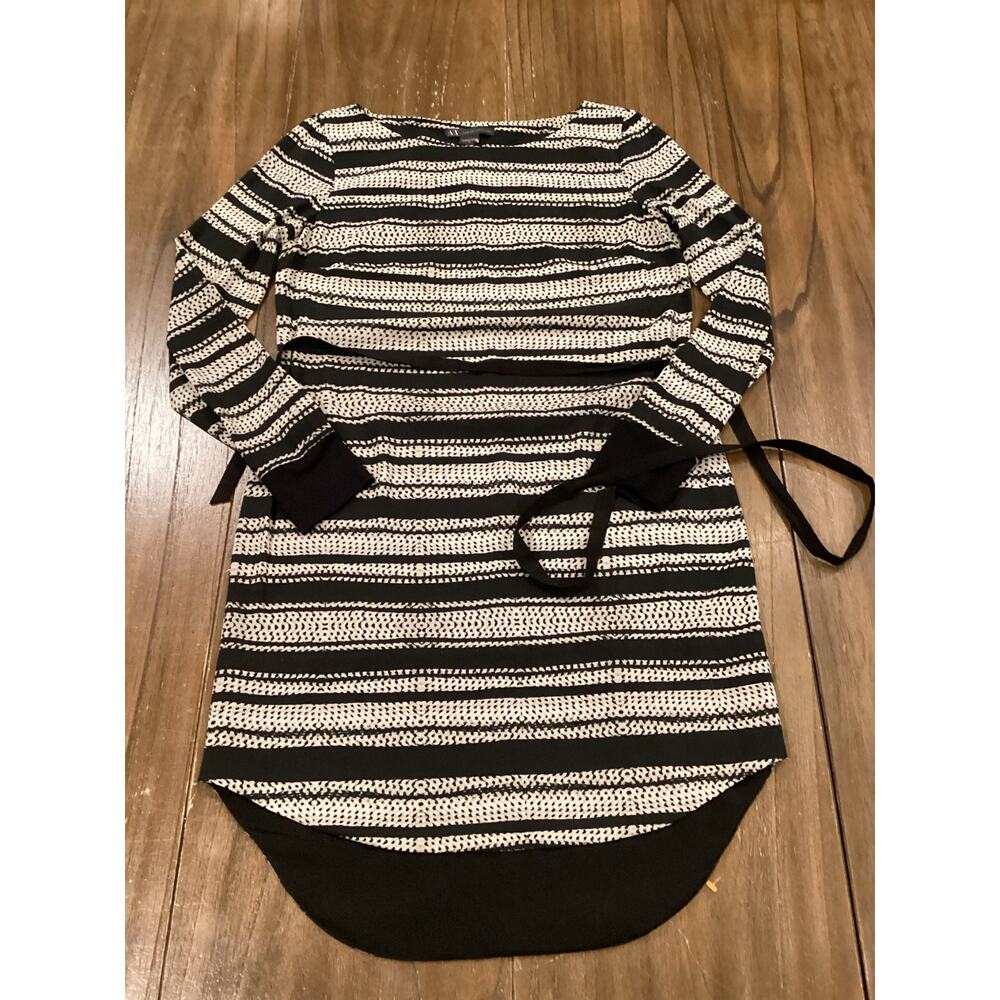 Armani exchange long sleeve stripe tie waist sheath mini dress size 0